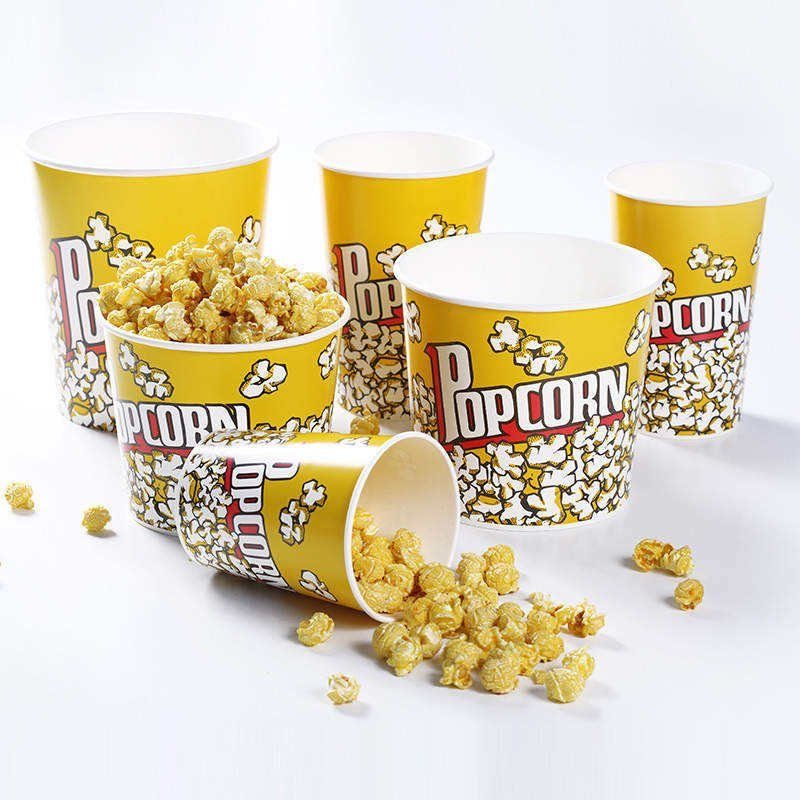 Popcorn Bucket - Large Paper Bucket for Cinema Snacks Party Events